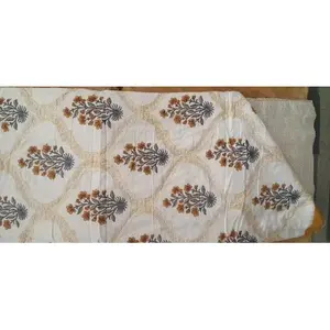 Vinayakam Export Double <b>Bed</b> Jaipuri Hand <b>Block</b> Printed Cotton Quilts Summer Bedspreads Embroidered Patchwork Kantha Designs - Product Image 2