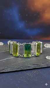 Pulsera de Piedras Naturales Cuadradas Coloridas de Alta Calidad, Joyería de Latón con Piedras Preciosas, Joyería Étnica Hecha a Mano, Pulsera de Plata .925 - Product Image 2