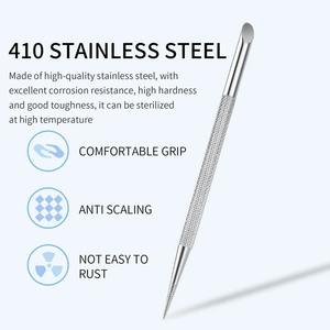 Herramientas de manicura de acero inoxidable de doble punta: empujador y removedor de cutículas con cabeza biselada circular, herramientas de punteado de uñas y tijeras para cutículas - Product Image 5