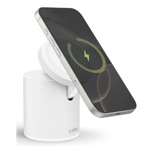 TEWIRMAGFOLD2IN1 Blanc 15W Câble de charge magnétique Station d'accueil 2-en-1 Support de charge et support - Product Image 1