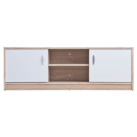 Meuble TV et table basse modernes à 2 portes coulissantes en panneaux de particules/MDF avec rangement, finition stratifiée, pour salon