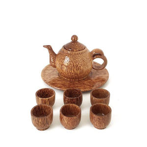 Vintage Coconut Wood Teapot Teacup <b>Set</b> Handmade Classic <b>Tea</b> <b>Set</b> With Wooden Teapots <b>Cups</b> and Serving Tray - Product Image 1