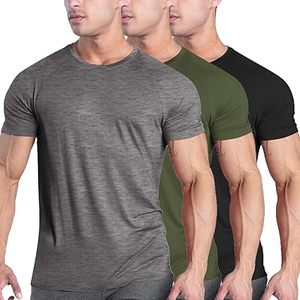 Vêtements pour hommes Logo personnalisé Lot de 3 t-shirts d'entraînement à manches courtes Gym Musculation Muscle Shirts Fitness Tee Tops - Product Image 5