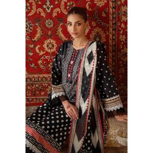 Ensemble 3 pièces non cousu en tissu imprimé SD-52084 pour usage quotidien avec broderie décorative - Product Image 4