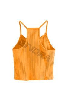 2023 fabricant personnalisé vêtements pour femmes dames recadrée T-Shirt élastique été coton côtelé femmes haut court t-shirt - Product Image 2