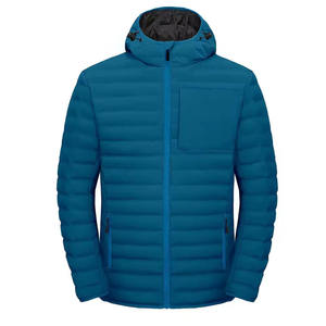 Veste matelassée à capuche en duvet bleu sarcelle pour hommes manteau d'hiver extérieur léger pour la randonnée et le camping vêtements de mode vestes matelassées pour hommes - Product Image 1