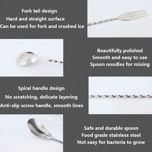 <b>Long</b> Handle Stainless Steel Cocktail Mixing Spoon Disposable Swizzle Stick for Cocktails and Beverages - Product Image 6