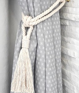 <b>Curtain</b> Tie With Tassel - Cotton Rope - <b>Curtain</b> Tieback - Design <b>Curtains</b> - Rustic Tie - Shabby Chic Ties - Product Image 1