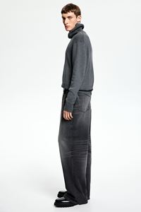 กางเกงยีนส์ขายาวสำหรับผู้ชาย, ผ้าฝ้ายเนื้อแข็งสีเทาเข้มกางเกงยีนส์ใส่สบายขาโค้งมนคุณภาพสูง - Product Image 5