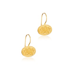 Boucles d'oreilles en or 22 carats de style vintage avec symbole de lotus, fabrication artisanale turque, bijoux en argent 925 pour femmes, vente en gros - Product Image 4