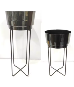 Jardinière en métal moderne avec support, petite et grande, fournitures de jardin, jardinière en fer avec 2 pots de fleurs et jardinières - Product Image 1