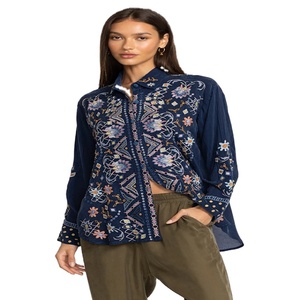 Blouse personnalisée Salwar Kameez pour filles, grande taille, en lin et coton, avec broderie ukrainienne et manches longues lanternes, en nylon, coton et rayonne - Product Image 1