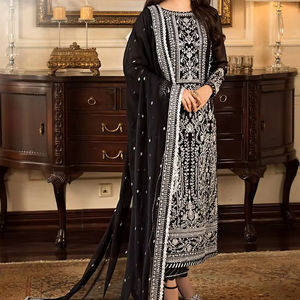 Última Colección de Vestidos de Chifón de 3 Piezas de la Mejor Calidad para Bodas y Fiestas de Novia Pakistaníes, Salwar Kameez para Mujer, para Todas las Temporadas, Envío Rápido - Product Image 3