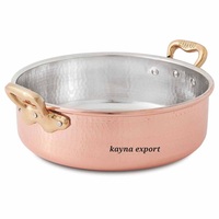 Vente directe usine – Marmite en cuivre classique avec poignée moulée, couvercle écologique en verre/silicone, compatible gaz et induction