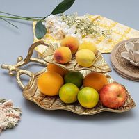 Bandeja para Servir Frutos Secos de Ramadán con Diseño Maravilloso, Forma de Hoja y Estrella, Color Dorado, Metal Esmaltado, Grado Alimenticio AA, Multiusos