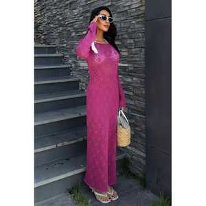 Vestido con Escote en V y Detalles de Encaje y Borlas Transpirables, Modelo 2850 - Product Image 6