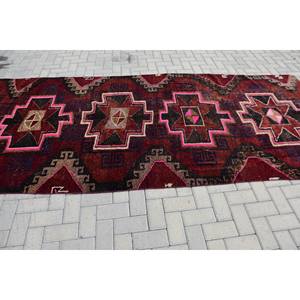 Vintage turco Kilim rojo marrón alfombra 4,7X11,4 pies tejido plano Patchwork diseño lana yute látex respaldo nuevo 10mm rectángulo pasillo - Product Image 3