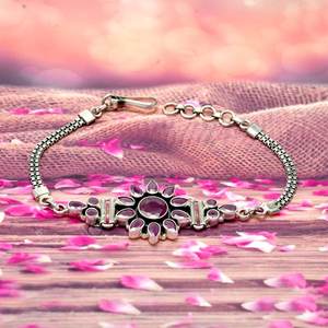 Bracelet à breloques fin en argent sterling 925 Ruby Boho avec pierres précieuses naturelles Bracelet de mariage minimaliste pour cadeau - Product Image 4