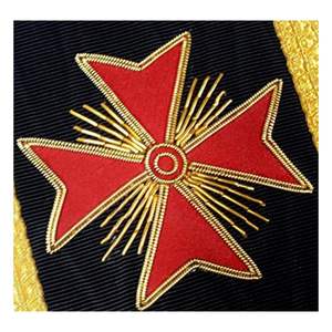 Collar de Rito Escocés de 32.º Grado - Negro con Bordado Pesado en Oro y Plata, Collar Masónico con Cadena - Product Image 5