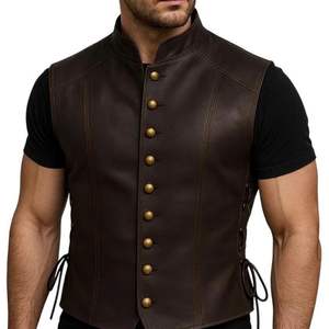 Chaleco de Cuero PU para Hombre, Nuevo Modelo 2025, Chaqueta Casual sin Mangas, Estilo Retro, Talla Grande, Tendencia Otoñal, Ropa de Trabajo, Abrigo de Moda, OEM - Product Image 2
