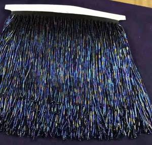 Hermosa ribete de flecos con cuentas para alta costura, trajes de danza, vestido con borlas de cuentas, ropa de danza, ribete de macramé, borla - Product Image 1