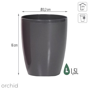 Vaso COUBI ORCHID 1.5L, dimensioni (mm) 132x132x160, colore Grafite - Product Image 3
