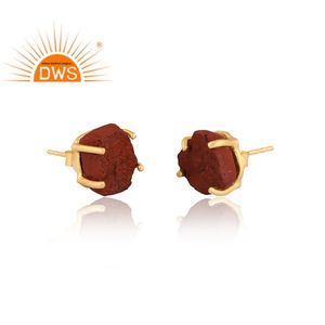 ต่างหูหินแจสเปอร์สีแดงธรรมชาติชุบทอง18K 925ใหม่สำหรับผู้หญิงเครื่องประดับชั้นดีสำหรับเป็นของขวัญสำหรับผู้หญิง - Product Image 3