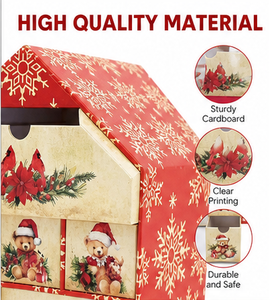 Custom Red House Shaped Advent <b>Calendar</b> Box with 9 Drawers Rigid Cardboard Christmas Blind Box Mystery Packaging for Gift - Product Image 4