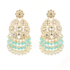 Dernière qualité d'exportation faite à la main de la boucle d'oreille en perles de turquoise classiques Indo Western plaquées or 109237 - Product Image 1
