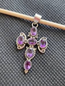 Pendentif en améthyste, pierre précieuse, argent sterling 925, plaqué or 18 carats, bijoux faits à la main, pierre de naissance de février, cadeau pour enfants et femmes - Product Image 2