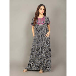 Camisón Largo de Rayón Premium para Mujer, Cómodo, Transpirable, Diseño Moderno, Romántico, Estampado Sólido, Tejido, Talla XL, para Uso Doméstico - Product Image 1