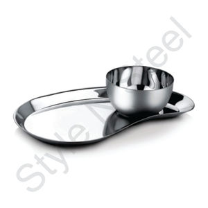 Plateau de service écologique en métal couleur émail avec bol, meilleure qualité en acier inoxydable pour restaurant et maison - Product Image 1