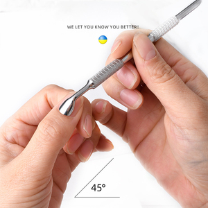 ที่ดันหนังกำพร้าที่ตัดขอบตรงที่ดันหนังกำพร้าอุปกรณ์เสริมความงามอุปกรณ์กำจัดหนังกำพร้าสแตนเลส100% สองชั้น - Product Image 4