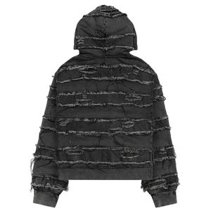 Sweat à capuche personnalisé 100% coton pour homme, en molleton français vintage, délavé à l'acide, brodé, court, écologique pour l'hiver - Product Image 3