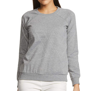 Sudadera lisa en blanco para mujer, cuello redondo, mangas completas, tela de lana de algodón suave, logotipo personalizado, bordado/impresión, producto OEM - Product Image 5