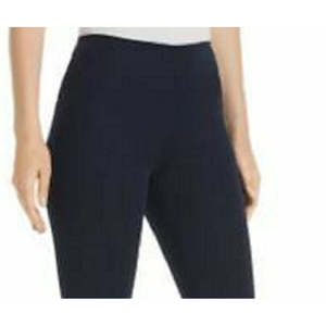 Leggings courts pour femmes Theory, taille 8, avec fermeture à bouton-pression aux chevilles, tissu tricoté bleu, extensible - Product Image 2