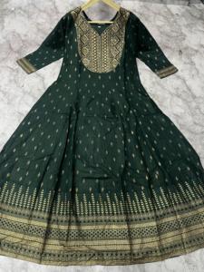 Hermosa tela de rayón puro Anarkali hecha a medida 3/4 mangas estampado Floral Gota encaje trabajo exquisito hasta el suelo bodas 4XL - Product Image 6