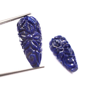 Lapis Lazuli หินอัญมณีหลวมขนาด25x10มม. แกะสลักสไตล์แกะสลักทำด้วยมือ - Product Image 2