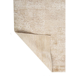 Alfombra Rectangular de Lana y Seda Entropy Ivory, Tejida a Mano, Color Sólido, Modelo Esh-1520 (Cs-01) para Sala de Estar y Pasillo - Product Image 5
