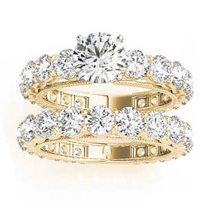 18K Yellow <b>Gold</b> Luxury Diamond Eternity Bridal Ring <b>Set</b> 4.57ct Fine <b>Jewelry</b> <b>Sets</b> - Product Image 1