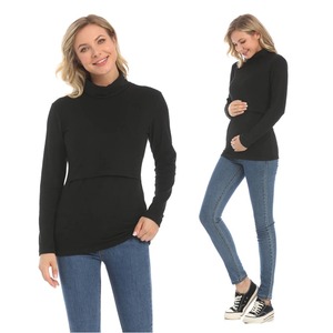 เสื้อคอเต่าสำหรับหญิงตั้งครรภ์ ฤดูใบไม้ร่วง ฤดูหนาว แขนยาว ผ้าฝ้ายเจอร์ซีย์ อุ่นสบาย เหมาะสำหรับให้นมบุตร สวมใส่สบายๆ - Product Image 2