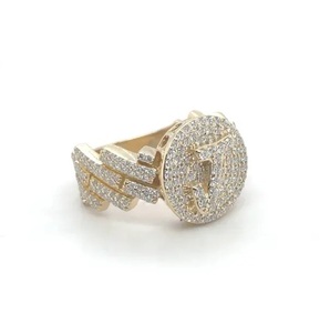 Anillo de Bodas de diamantes reales de oro amarillo natural de lujo hecho en 10Kt E-f Color VVS calidad para mujeres ropa de FIESTA DE LA India - Product Image 1