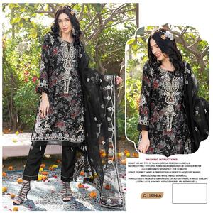 Nuevo traje de trabajo manual pesado paquistaní Impresión digital Ropa India pakistaní Venta en línea con Organza bordada Stanton - Product Image 4