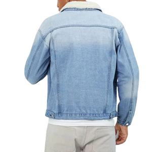 Vente en gros de vestes en jean bleu avec logo personnalisé Veste en jean en coton pour hommes - Product Image 5