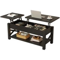 Table basse Rolanstar 47,2 po avec plateau relevable 2 voies, style ferme moderne, compartiment caché, étagère ouverte, support en bois, plateau en pierre frittée pour salon