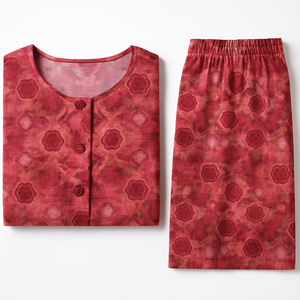 Conjunto de ropa informal de verano para mujer, Pijama largo doble con cierre de cintura elástica, transpirable - Product Image 4