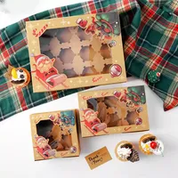 Boîte à pâtisserie rigide pour cupcakes de Noël, boîte à gâteaux avec fenêtre transparente pour les friandises sucrées, boîte d'emballage pour tartes aux œufs