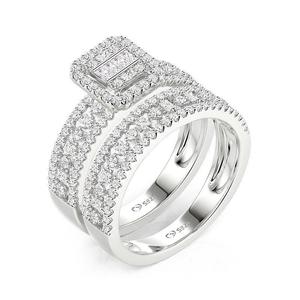Ensemble de bijoux de mariée Jeulia plaqué or, multi-pierres, halo ajouré, 2 pièces - Product Image 3