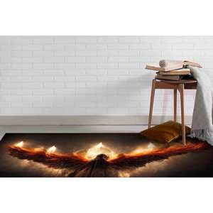 Tapis imprimé : Ange noir Lucifer avec des ailes de feu lumineuses, tapis en chenille - Product Image 3