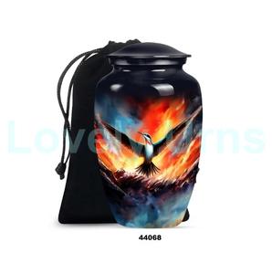 Gran oferta, urna para adultos de cremación de colibrí de aluminio grande negro para cenizas humanas, urna decorativa de tamaño completo con bolsa de terciopelo gratis - Product Image 1